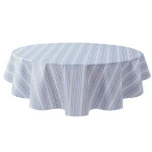 Mainstays PEVA Everyday, Indoor & Outdoor Tablecloth 70" Round, Saville Blue Stripe